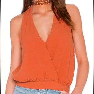 Free People Cross‎ My Heart Surplice Wrap Tank Burnt Orange V Neck S